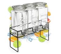 PZL CONCEPT Distributeur Boisson avec Robinet 4,5L (3x1,5L) - Fontaine à Eau et Cocktail - Bol à Punch - Jarre en Verre pour Limonades - Bonbonne - Bocal pour Sublimez vos Fêtes et Anniversaires