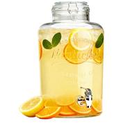 PZL CONCEPT Distributeur Boisson avec Robinet 8,7 L - Fontaine à Eau et Cocktail - Bol à Punch - Jarre en Verre pour Limonades - Bonbonne - Bocal pour Sublimez vos Fêtes et Anniversaires