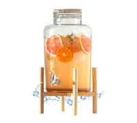 PZL CONCEPT Distributeur Boisson avec Support et Robinet 8 L - Fontaine à Eau et Cocktail - Bol à Punch - Jarre en Verre pour Limonades - Bonbonne - Bocal pour Sublimez vos Fêtes et Anniversaires