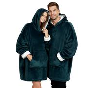 PZL CONCEPT Plaid Pull Sweat à Manche Extra Large, Capuche et Poche - Taille Unique 118 x 85 cm -Homme et Femme - Intérieur Blanc Sherpa