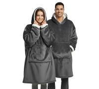 PZL CONCEPT Plaid Pull Sweat à Manche Extra Large, Capuche et Poche - Taille Unique 118 x 85 cm -Homme et Femme - Intérieur Blanc Sherpa