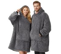 PZL CONCEPT Plaid Pull Sweat à Manche Extra Large, Capuche et Poche - Taille Unique 118 x 85 cm -Homme et Femme - Intérieur Blanc Sherpa