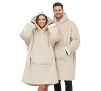 PZL CONCEPT Plaid Pull Sweat à Manche Extra Large, Capuche et Poche - Taille Unique 118 x 85 cm -Homme et Femme - Intérieur Blanc Sherpa