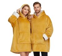 PZL CONCEPT Plaid Pull Sweat à Manche Extra Large, Capuche et Poche - Taille Unique 118 x 85 cm -Homme et Femme - Intérieur Blanc Sherpa