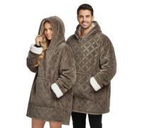 PZL CONCEPT Plaid Pull Sweat à Manche Extra Large, Capuche et Poche - Taille Unique 118 x 85 cm -Homme et Femme - Intérieur Blanc Sherpa