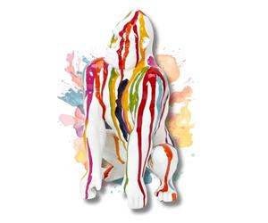 PZL CONCEPT Statue Décoration Intérieur Multicolore - Statuette Gorille en Résine - Sculpture Moderne Street Art Design - Hauteur 24 cm - Idéal pour Décorer la Chambre ou Le Bureau