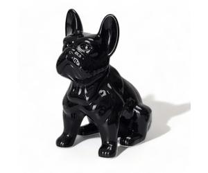 PZL CONCEPT Statuette Bulldog Céramique 30 cm Noir | Sculpture de Chien Décorative | Style Artistique, Chic et Moderne | Design Captivant, Élégance Colorée | Ambiance Contemporaine