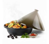 PZL CONCEPT Tajine Induction Tous Feux Diamètre 30 cm - Revêtement antiadhésif - Couvercle Céramique - Fonte d’Aluminium - Marmite, Casserole, Plat pour une Cuisine Orientale Traditionnel