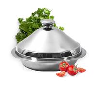 PZL CONCEPT Tajine Induction tout Feux en Acier Inoxydable - Diamètre 24 cm - Plat à Tajine Marocain pour Plaque Induction, Vitrocéramique, Gaz, Halogène et Four - Marmite, Casserole