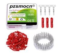 pzsmocn 100 Ens / 200 Pcs pour Dupont 2.54mm 1-Broche Connecteur Femelle | Ensembles Rouge Sertir, Adaptateur Câble en-Tête, Boîtier Compatible Lot, Borne Accessoires Mâle, Prise Kit Fil Terminal