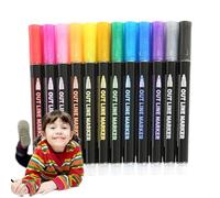 Pzuryhg Double Lines Outline Markers, 12 Colors, Outline Double Lines Marker, Portable Outline Art Pen Marker Pen for Drawing Painting Greeting Cards Journal