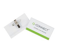 Q-Connect 31622 Badge PVC Rigide Pince Épingle Format 40 x 75mm Plastique Transparent