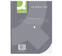 Q-Connect Bloc-notes à spirale A4 quadrillé / 80 feuilles / 160 pages/carnet à spirales/bloc-notes avec reliure à spirales/bloc-notes d'école