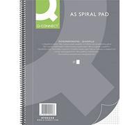 Q-CONNECT Bloc-notes à spirales, format A5, quadrillé, 80 feuilles, 160 pages, bloc-notes à spirales, bloc-notes avec reliure à spirale, bloc-notes scolaire