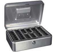 Q-Connect 937661 Caisse Monnaie Structure Acier Épaisseur Plateau Amovible Espace Billets Plastique Assorties