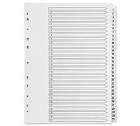 Q Connect Index Tableau blanc perforé 1-31 renforcé avec onglets transparents Format A4
