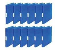 Q-Connect KF02905 Lot de 12 classeurs A4 4 anneaux 25 mm Couleur : bleu transparent en film PP transparent solide Tranche 31 mm Classeur à anneaux en plastique fin
