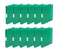 Q-Connect KF02906 Lot de 12 classeurs A4 4 anneaux 25 mm Couleur vert transparent en film polypropylène transparent Tranche 31 mm Classeur à anneaux en plastique fin