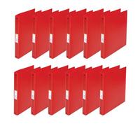 Q-Connect KF02907 Lot de 12 classeurs à anneaux A4 4 anneaux 25 mm Couleur : rouge transparent En film PP translucide solide Dos 31 mm Classeur à anneaux en plastique