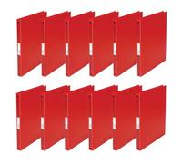 Q-Connect KF02920 Lot de 12 classeurs à 4 anneaux A4 16 mm Couleur rouge transparent en film PP transparent Dos 22 mm Classeur à anneaux en plastique fin
