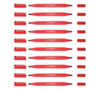 Q-Connect Lot de 10 marqueurs à double pointe pour CD/DVD BD, rouges, imperméables, non toxiques