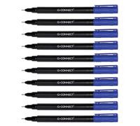 Q-Connect Lot de 10 marqueurs CD/DVD BD - Épaisseur : 0,4 mm - Bleu - Lot de 10 - Étanches - Pour écrire sur verre, plastique, métal, porcelaine, film, alcool - Non toxique
