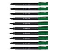 Q-Connect Lot de 10 marqueurs CD/DVD BD - Épaisseur : 0,4 mm - Vert - Lot de 10 - Étanches - Pour écrire sur verre, plastique, métal, porcelaine, film, alcool - Non toxique