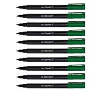 Q-Connect Lot de 10 marqueurs CD/DVD BD - Épaisseur : 0,6 mm - Vert - Lot de 10 - Étanches - Pour écrire sur verre, plastique, métal, porcelaine, film, alcool - Non toxique