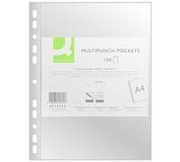 Q-Connect Lot de 100 Pochettes perforées en polypropylène A4 50 microns