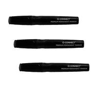 Q-Connect Marqueur permanent imperméable à l'eau et à séchage rapide - Pointe ogive de 2 à 3 mm - Pour carton, plastique, bois, métal, verre, pierre, toile - Noir (Lot de 3)