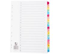 Q-Connect Onglets pré-imprimés multi-perforés A-Z en 20 parties renforcées multicolores A4