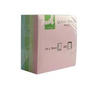 Q-Connect Quick Notes Note Rapide 76 X 76 Mm 400 Feuilles Vert Pastel, Rose Pastel, Bleu Pastel, Jaune Pastel Uni