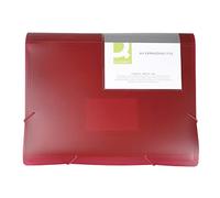 Q-Connect Trieur extensible avec élastique 6 compartiments/intercalaires/poches/PP/porte-documents A4 Rouge transparent avec compartiments avec fenêtres et index