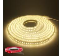 Q.Laomi Ruban LED 5m, Très Lumineux Bandeau LED 220V 230V sans Transformateur Etanche IP65 Bande LED 120 LEDs/m, 4000K Bandeau Lumineux avec Interrupteur, Blanc Naturel