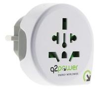 Q2POWER - Adaptateur prise voyage universel Monde vers UE - compatible avec +100 pays USA/Asie/UK - port USB 2,1A - Blanc - Q2 Power Blanc G