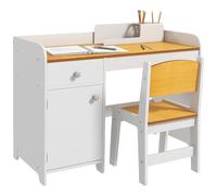 Qaba Bureau et Chaise pour Enfants avec tiroir Blanc | Bureau d'étude avec chaise, Loisirs créatifs, Heure du goûter, École à la maison, Devoirs