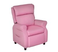 Qaba Chaise inclinable Enfant réglable 3-5 Ans Repose-Pieds Rose Clair | Canapé enfant, fauteuil lounge, chaise gaming, 2 poches latérales