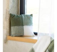 QABANE Home Maison - Housse de Coussin à Carreaux Aspect Mohair Polyester Kaki 45x45 cm