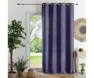 QABANE Home Maison - Rideau d'ameublement uni Vera Coton Bleu 140x260 cm