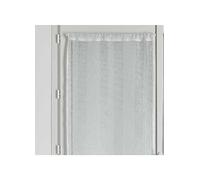 QABANE - Petit Voilage Droit Uni à Rayures Fantaisie - Polyester - Transparent - pour Fenêtre Salon Chambre Cuisine - Prêt à Poser - Lavable Machine - 90 x 210 cm - Blanc
