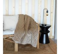 QABANE - Plaid Canapé en Velours Matelassé - Microfibre Polyester - Texture Luxueuse - Rembourrage Ouate - Tissu Oeko-Tex - Taille 125 x 160 cm - Couleur Naturel