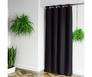 QABANE - Rideau 100% Occultant Ignifugé M1 - Polyester Unis - Non Feu M1, Isolation Phonique et Thermique - Idéal pour Chambre, Salon, Hôtel - 140 x 260 cm - Noir