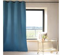 QABANE - Rideau 100% Occultant Thermique Phonique Chiné - Polyester - Isolation Acoustique et Obscurité Totale - pour Chambre Salon Fenêtre Porte - 135 x 260 cm - Bleu Pétrole