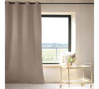 QABANE - Rideau 100% Occultant Thermique Phonique Chiné - Polyester - Isolation Acoustique et Thermique - pour Chambre, Salon, Bureau - 240 x 260 cm - Taupe