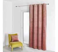 QABANE - Rideau en Velours Feutré Uni - Velours Doux Épais - Occultant Anti Bruit Thermique - pour Salon Chambre Bureau - 8 Œillets Ø 4 cm - 135 x 260 cm - Rose Clair