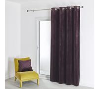 QABANE - Rideau en Velours Feutré Uni - Velours Doux Épais - Occultant Anti Bruit Thermique - pour Salon Chambre Bureau - 8 Œillets Ø 4 cm - 135 x 260 cm - Prune