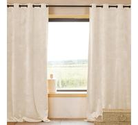 QABANE - Rideau Ignifugé M1 en Velours Premium - Polyester - Protection Incendie ERP - Tamisant et Épais - Usage Professionnel et Domestique - 140 x 260 cm - Écru
