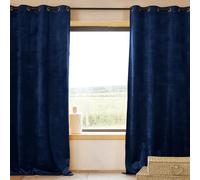 QABANE - Rideau Ignifugé M1 en Velours Premium - Polyester - Protection Incendie ERP - Tamisant et Épais - Usage Professionnel et Domestique - 140 x 260 cm - Bleu Marine