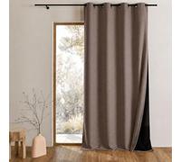 QABANE - Rideau Thermique Phonique et Semi Occultant KONFOR - Flanelle Polyester - Uni - Double Face - Isolation Thermique et Phonique - Réduction Bruit 5dB - Prêt à Poser - 140 x 260 cm - Lin