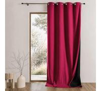 QABANE - Rideau Thermique Phonique KONFOR - Flanelle Polyester - Occultant Isolant Froid et Bruit - Chambre Salon Bureau - 8 Oeillets - 140 x 260 cm - Rouge